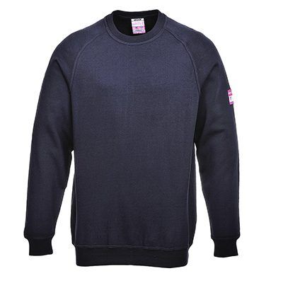 FR12 - Flame Resistant Anti-Static Long Sleeve Sweatshirt Navy - Image 1
